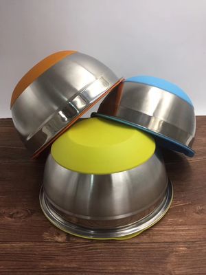 ふた1.25L-5Lのシリコーンの底が付いているステンレス鋼の金属のサラダ ボール