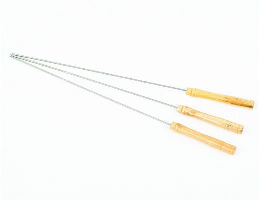 ステンレス鋼 キャンプの調理の一定の再使用可能な焼くKebabのフォークの木のハンドル