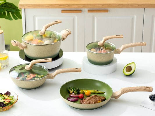 優れた7Pieceアルミニウム調理器具は誘導のCooktopsの緑のために置いた