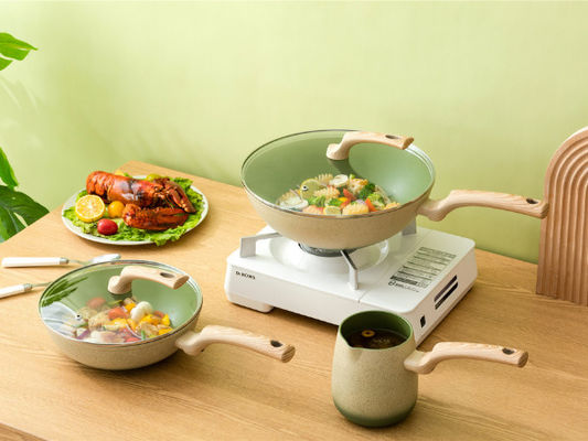 優れた7Pieceアルミニウム調理器具は誘導のCooktopsの緑のために置いた