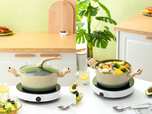 優れた7Pieceアルミニウム調理器具は誘導のCooktopsの緑のために置いた