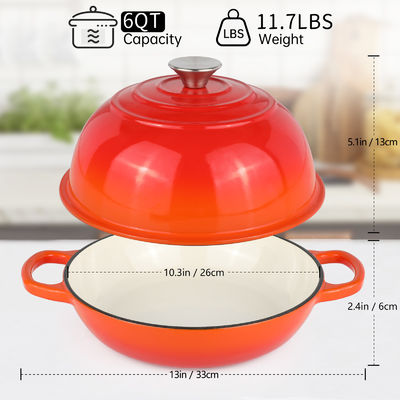 6 QT エナメレッド 鋳鉄 オランダ オーブン 酸っぱい 粉末 の 焼き,焼き,ゆっくり 調理 する の に ぴったり です