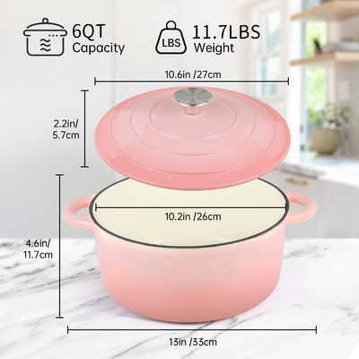 5.5Qt エナメリド 鋳鉄 オランダ オーブン - パン&amp;酸っぱい粉を焼くのに最適 オーブン安全